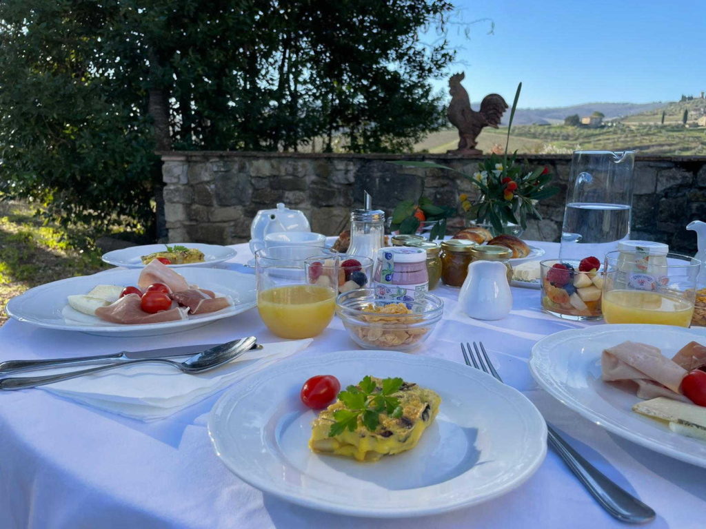 breakfast in the garden of our Bed And Breakfast in Greve In Chianti, Corte Di Valle.